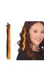 Zwart/oranje hair extension clip pompoen 40 cm halloween