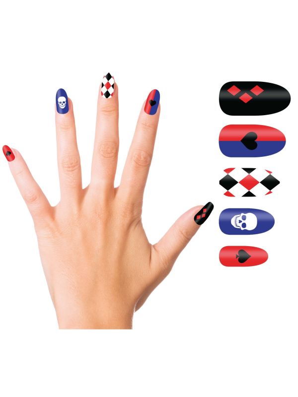 10 Harley Quinn nepnagels met lijm