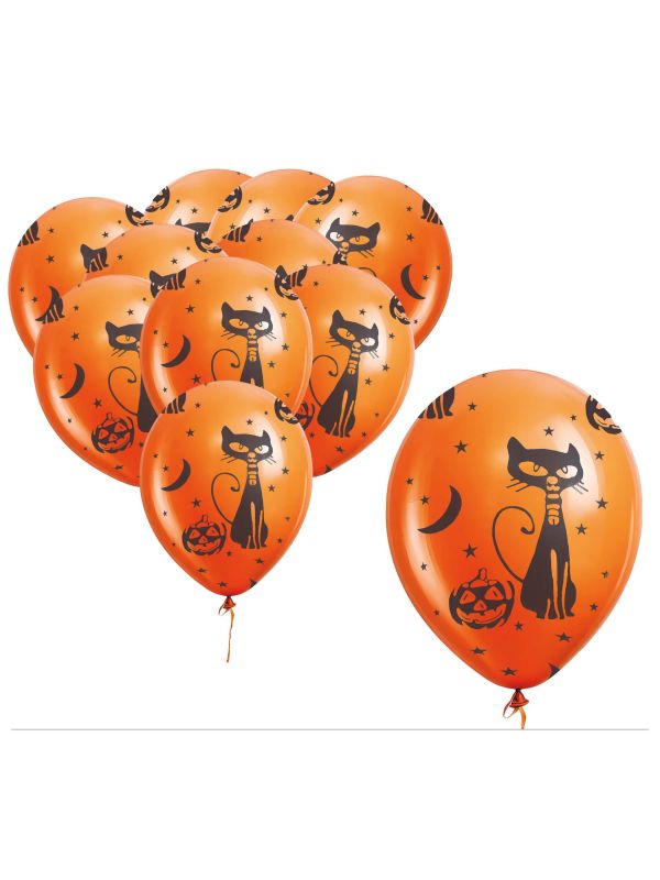 10 oranje kat ballonnen 30 cm halloween