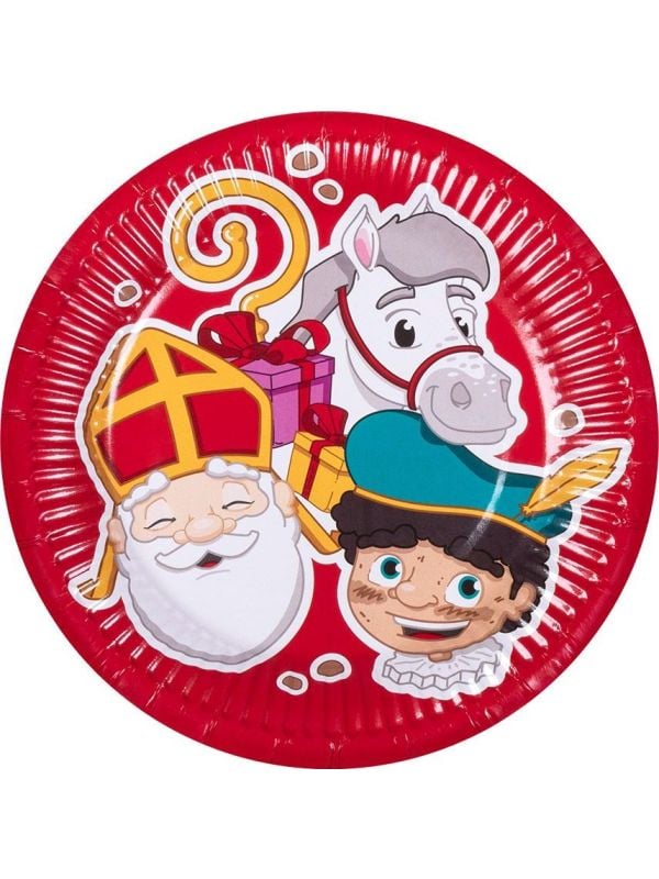 10 Papieren Sinterklaas Bordjes Klein 18 cm