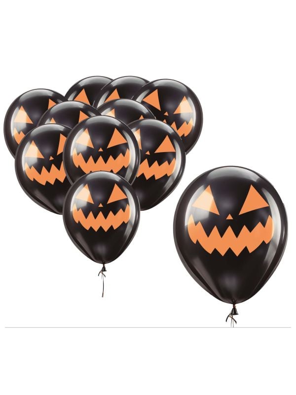 10 zwarte pompoen ballonnen 30 cm halloween