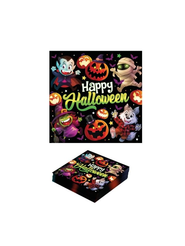 20 papieren servetten vrolijke halloween monsters