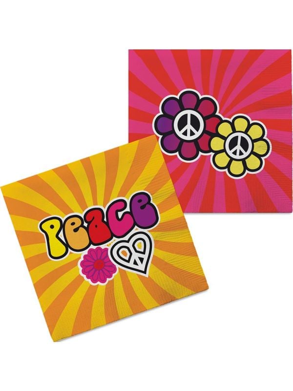 20 Retro peace hippie thema servetten