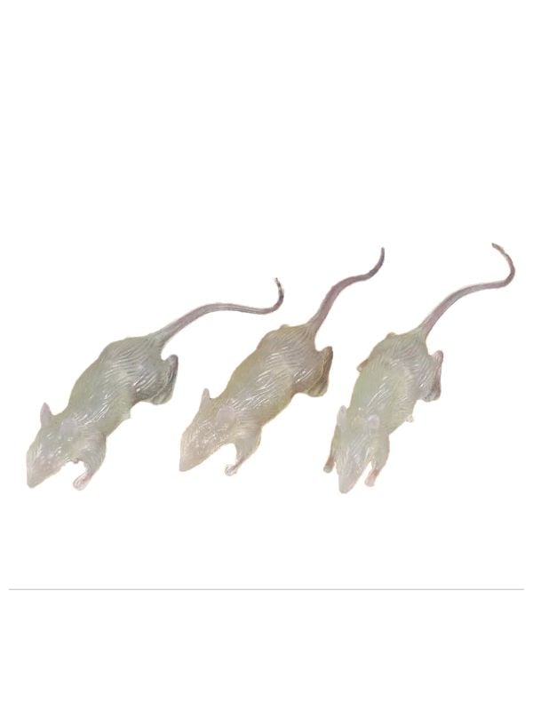 3 glow in the dark ratten 7 cm halloween