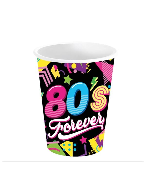 6 papieren drinkbekers 80's 240 ml