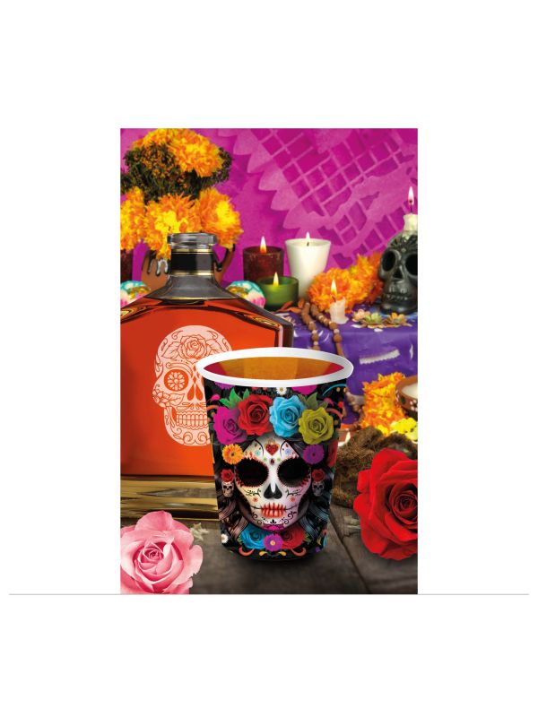 6 papieren drinkbekers Día de Muertos 240 ml