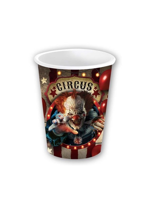 6 papieren drinkbekers horror clown 240 ml halloween