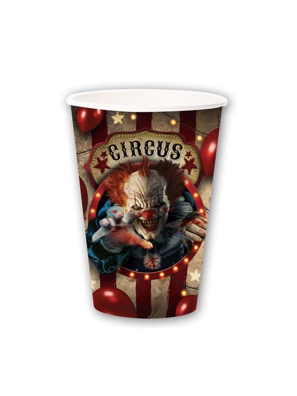 6 papieren drinkbekers horror clown 355 ml halloween