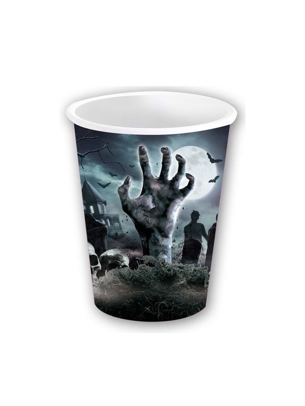 6 papieren drinkbekers kerkhof 240 ml halloween