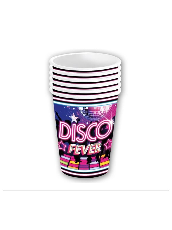 6 papieren drinkbekers retro disco 240 ml