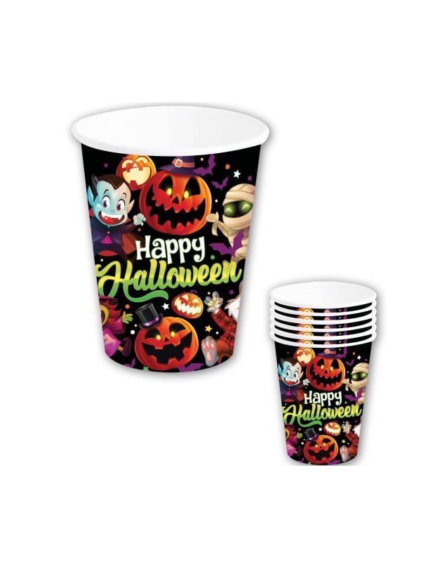 6 papieren drinkbekers vrolijke halloween monsters