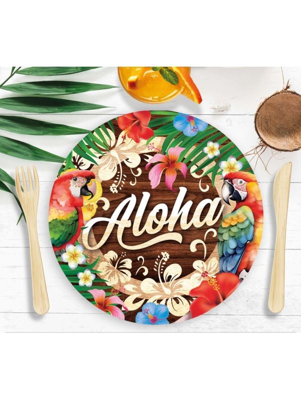 6 papieren eetborden Aloha Hawaii