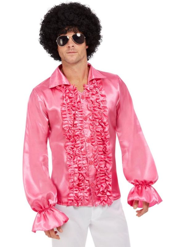 60'S Ruffled Shirt Mannen Roze