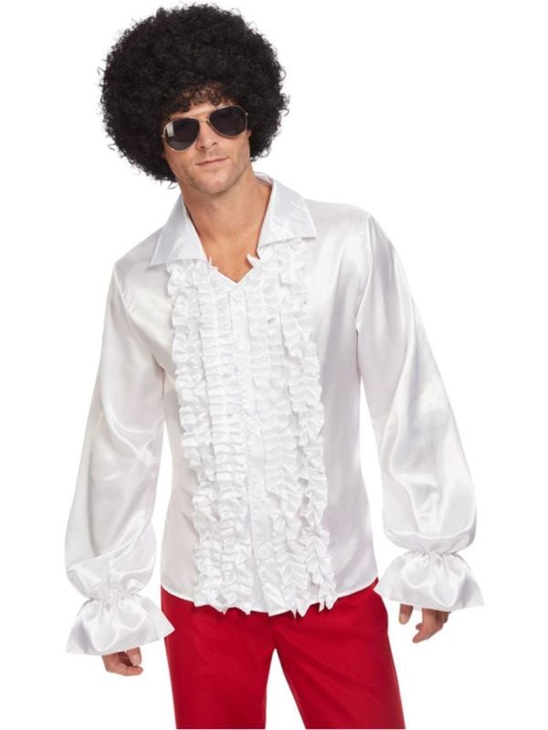 60'S Ruffled Shirt Mannen Wit