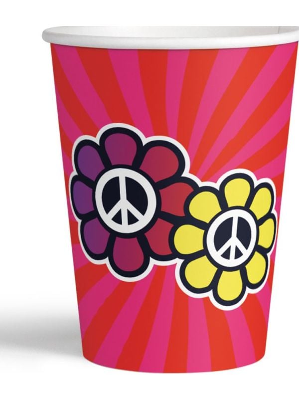 8 Retro peace hippie thema partybekers