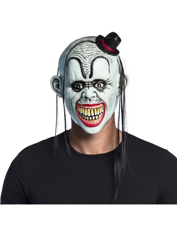 Bad Clown Latex Hoofdmasker met haar halloween