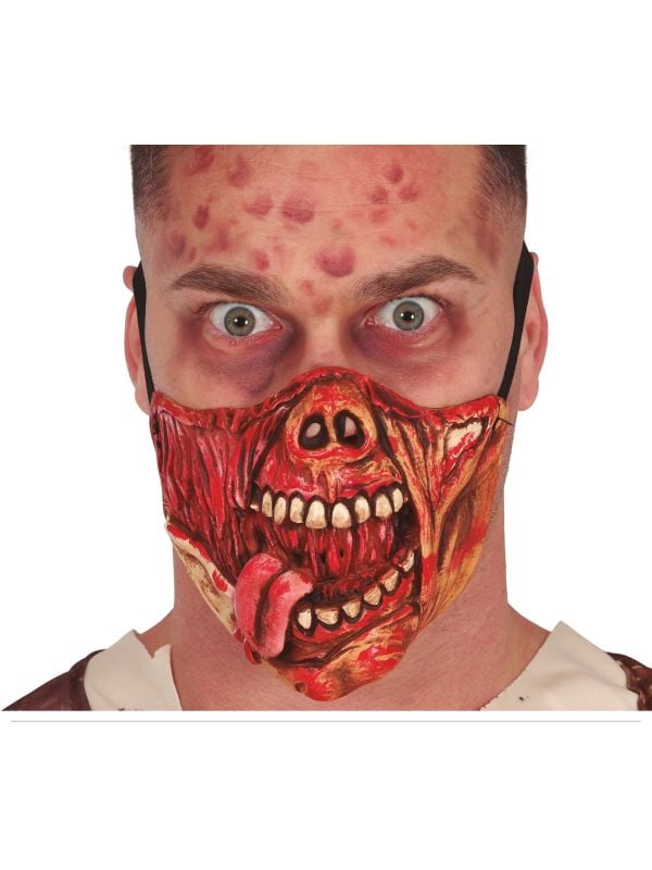 Bloederig schedel halfmasker latex halloween