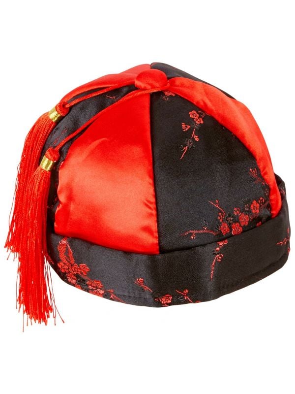 Chinese hoed rood zwart