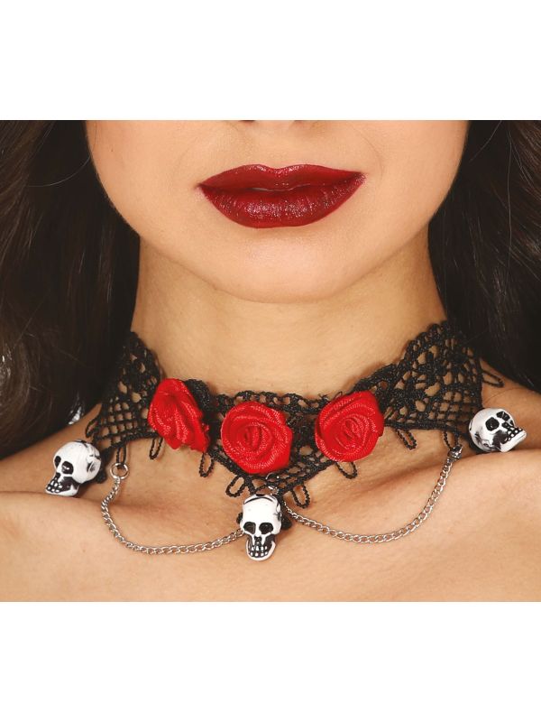 Choker schedels en rozen