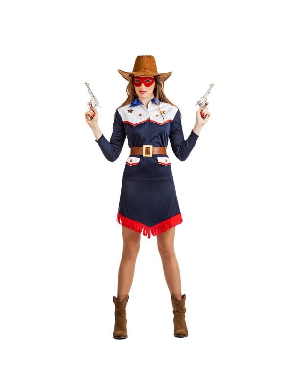 Cowgirl kostuum dames donkerblauw