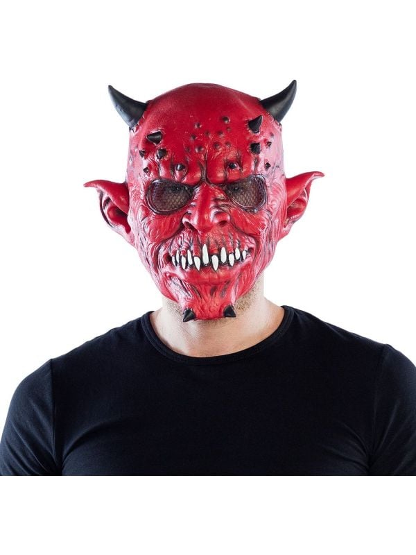 Creepy duivel hoofdmasker latex halloween