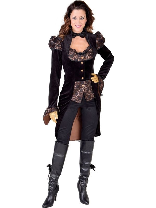 Dames steampunk jas met vest