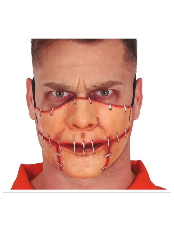 Dichtgenaaide mond halfmasker latex halloween