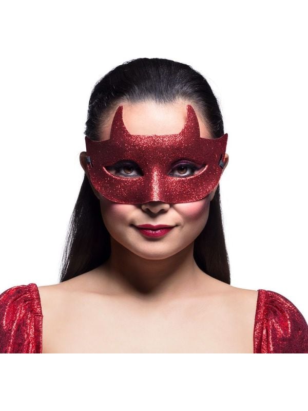 Duivel Rood Oogmasker Glitter