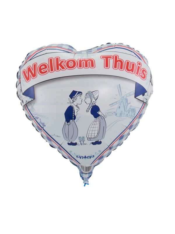 Folieballon hartvorm welkom thuis delfts blauw