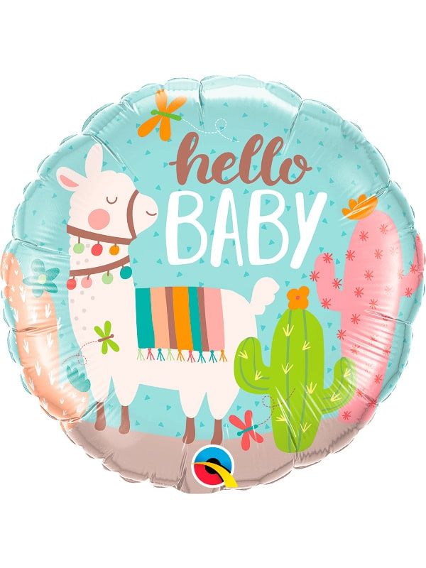 Folieballon hello baby lama