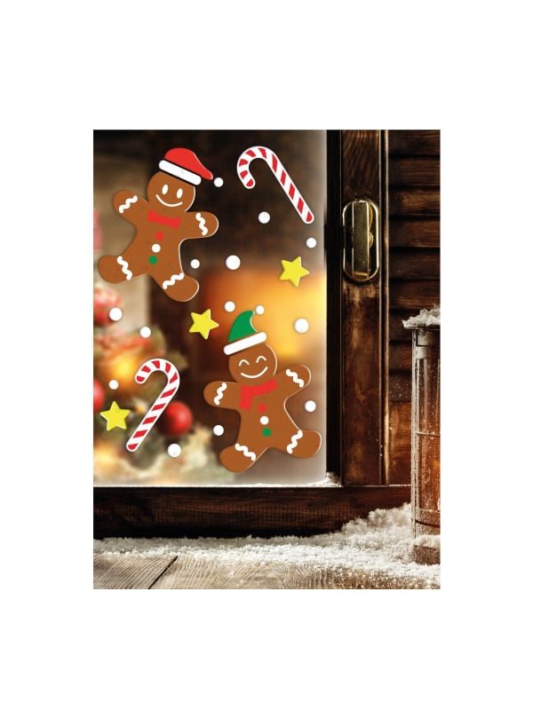 Gingerbread raam sticker gel kerst