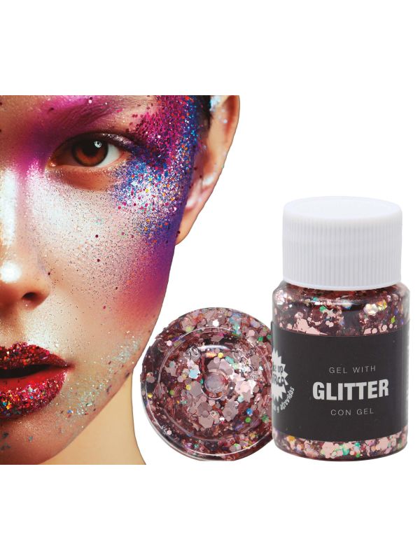 Glitter gel roze/goud 20g