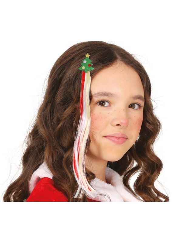 Glitter kerstboom haarclip nephaar 30cm