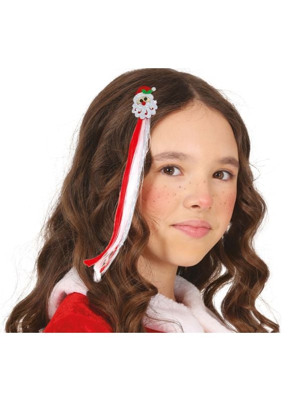 Glitter kerstman haarclip nephaar 30cm