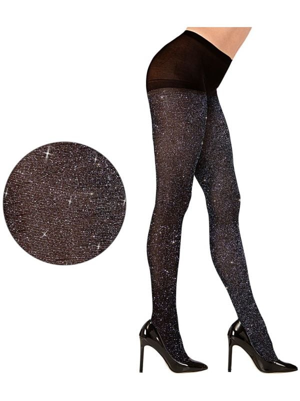 Glitter panty zwart Feestkleding.nl