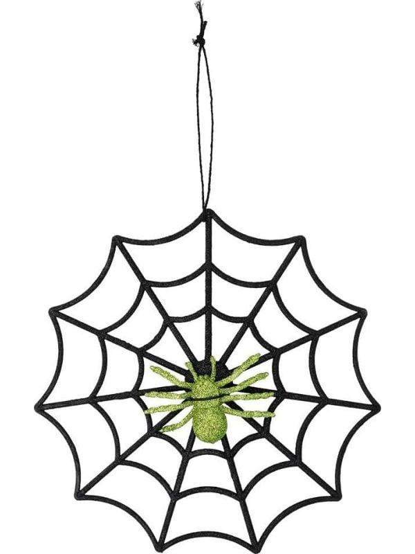 Glitterend Spinnenweb met Spin Halloween