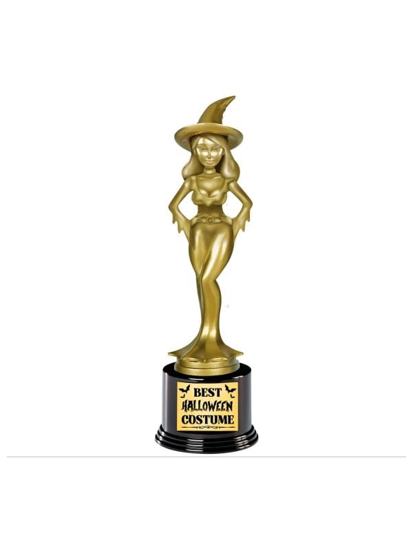 Gouden heks beste halloween kostuum award plastic 22 cm