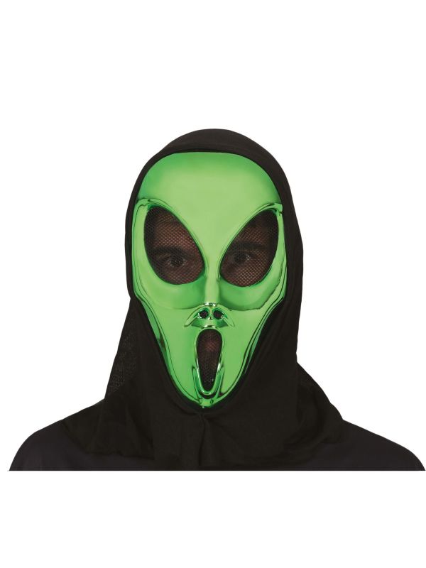 Groen alien masker met kap halloween