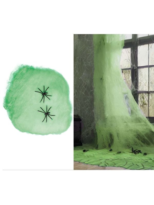 Groen spinnenweb 100g halloween