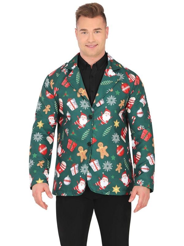 Groene foute kerstblazer heren