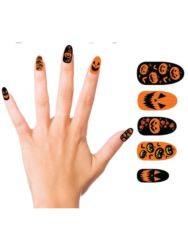 Halloween oranje pompoen nepnagels met lijm