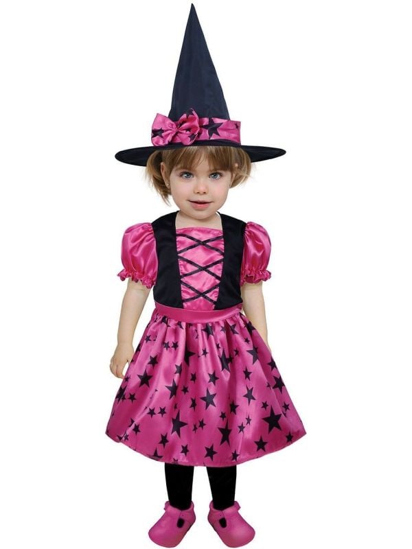 Halloween roze sterren heks jurkje baby