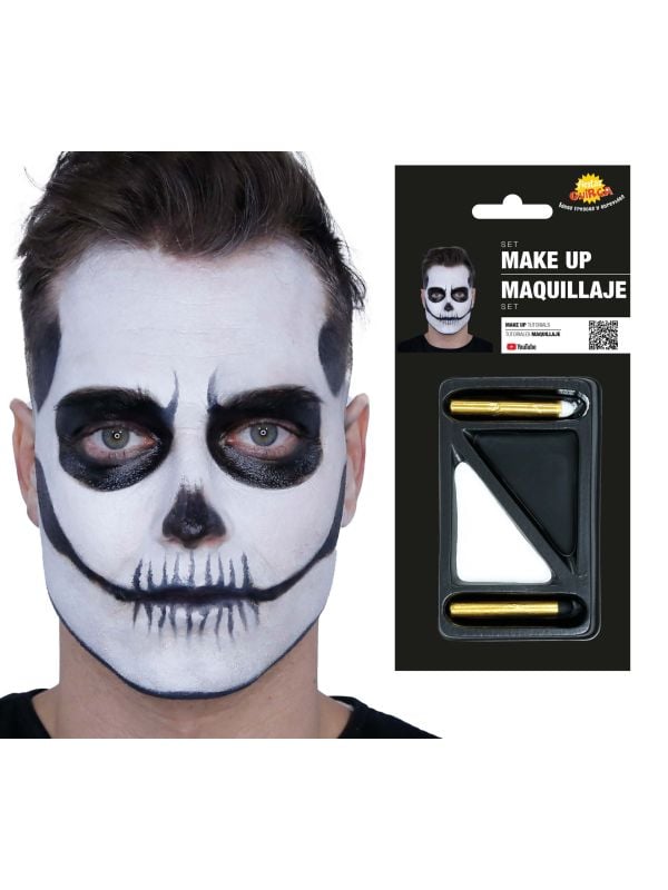 Halloween schedel zwart wit make up set