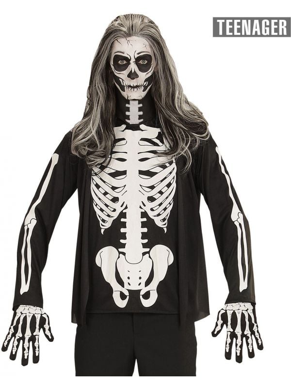 zout Democratie Onbemand Halloween skelet shirt kind 164 | Feestkleding.nl