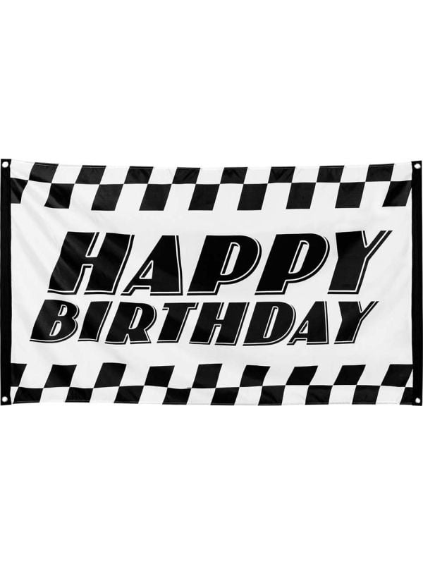 Happy Birthday' Racing Geblokte Vlag 90x150 cm