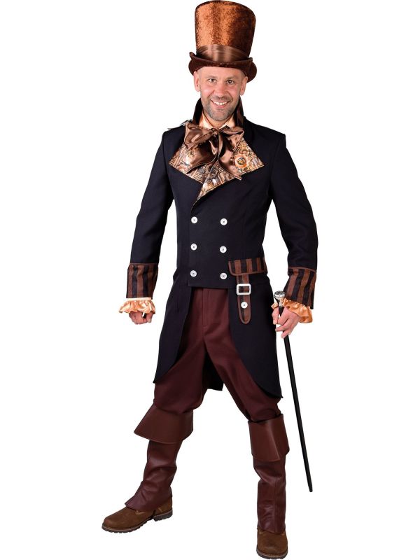 Heren Steampunk Slipjas Zwart Feestkleding Nl