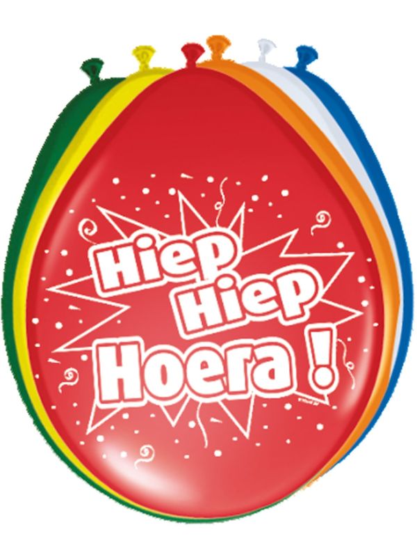 Hiep hiep hoera ballonnen kleurrijk 8 stuks