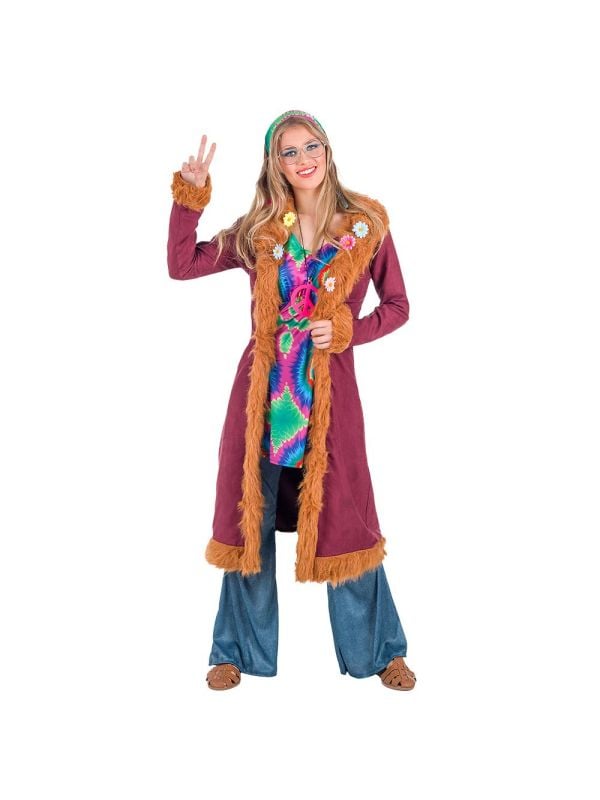 Hippie kostuum dames rood compleet