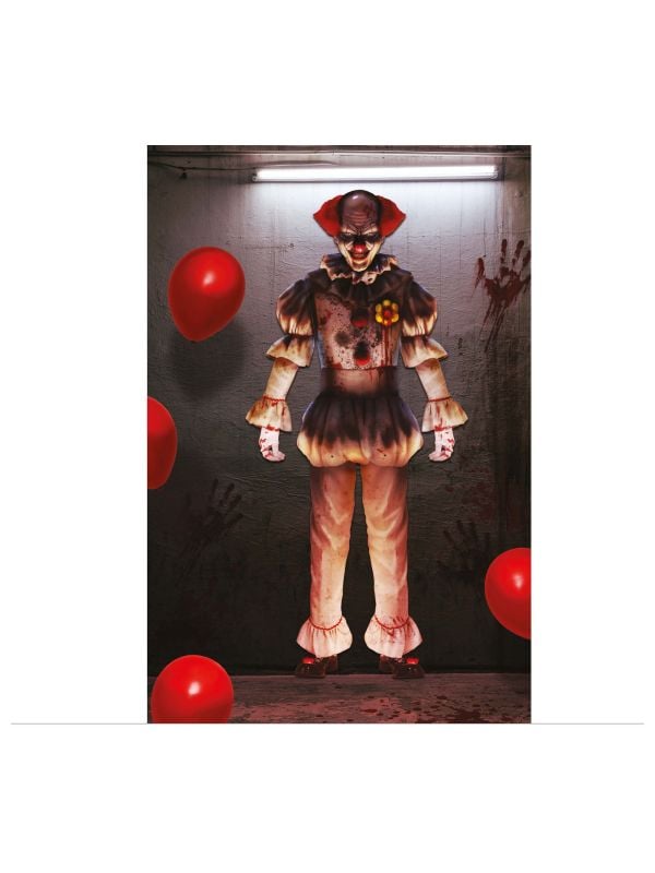 Horror clown wanddecoratie 180 cm halloween