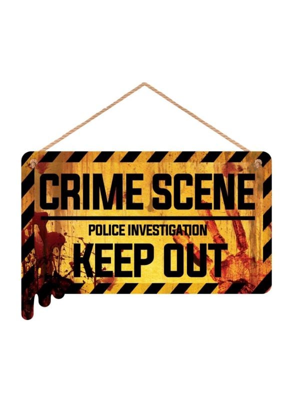 Houten "Crime scene" bord 35 x 20 cm halloween